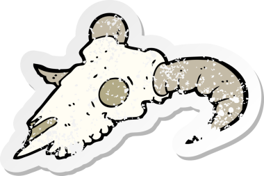 Bir insan tarafından çizilmiş bir karikatür kafatasının gerilemiş çıkartması.