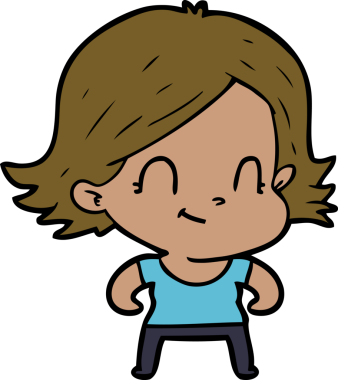 Bir insan tarafından çizilmiş karikatür dostu kız.