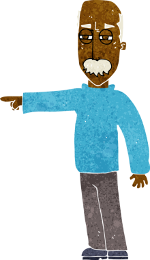 Çizgi filmdeki yaşlı adam el kol hareketi yapıyor. Defol! Bir insan tarafından çizilmiş.