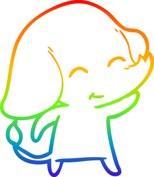 Gökkuşağı gradyan çizgisi bir insan tarafından çizilmiş şirin bir fil çizimi