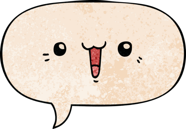 Bir insan tarafından çizilmiş eski tarz konuşma baloncuklu mutlu çizgi film yüzü