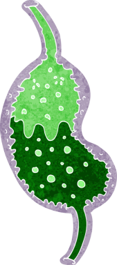 Bir insan tarafından çizilmiş kabaran mide karikatürü.