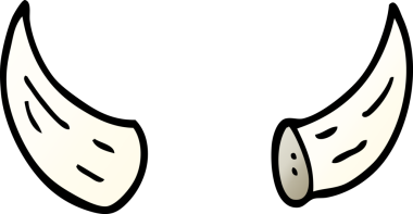 Bir insan tarafından çizilmiş karikatür boynuzları.