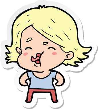 Bir insan tarafından çizilmiş bir karikatür kızının çıkartması.