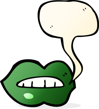 bir insan tarafından çizilmiş konuşma balonlu cadılar bayramı dudakları.