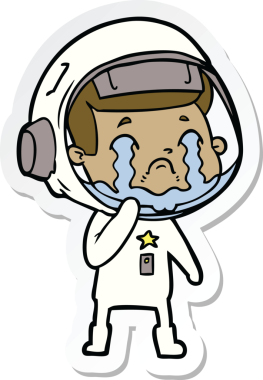 Bir insan tarafından çizilmiş ağlayan bir astronotun çıkartması.