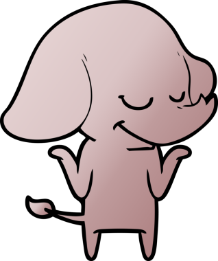 Bir insan tarafından çizilmiş gülümseyen bir fil.