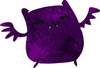 Bir kawai yarasasının insan tarafından çizilmiş eski çizgi film çizimi.