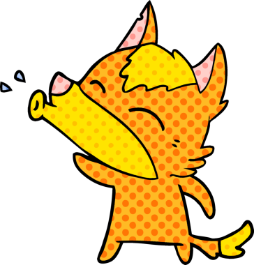 Bir insan tarafından çizilmiş tilki çizgi film karakteri