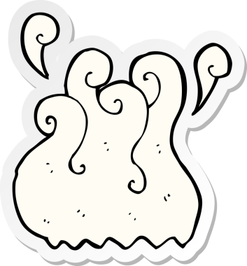 Bir insan tarafından çizilmiş buhar karikatürü etiketi.