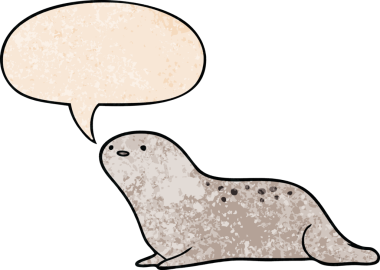 Bir insan tarafından çizilmiş eski moda konuşma baloncuklu şirin karikatür mührü.