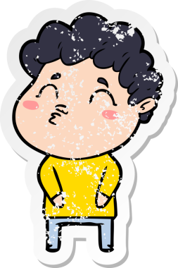 Bir insan tarafından çizilmiş karikatür adamın sıkıntılı çıkartması.