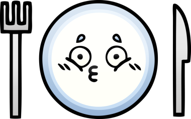 Bir insan tarafından çizilmiş yemek tabağının gölgeli çizgi filmi.