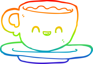 gökkuşağı gradyan çizgisi bir insan tarafından çizilmiş sıcak kahve fincanı