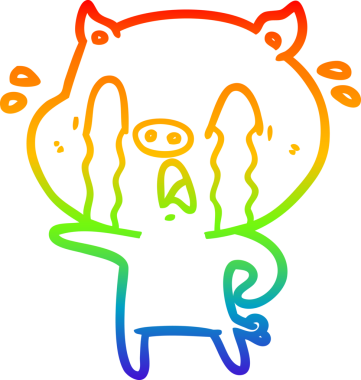 gökkuşağı gradyan çizimi bir insan tarafından çizilmiş ağlayan domuz çizgi filmi