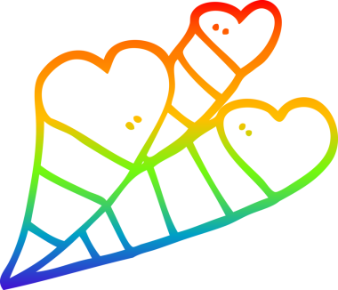 Gökkuşağı gradyan çizgi çizimi Bir insan tarafından çizilmiş aşk kalpleri