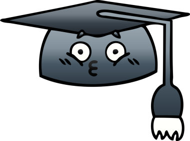 Bir insan tarafından çizilmiş mezuniyet şapkasının gölgeli çizgi filmi.