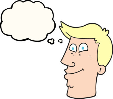 Bir insan tarafından çizilmiş serbest çizim düşünce kabarcığı erkek yüzü