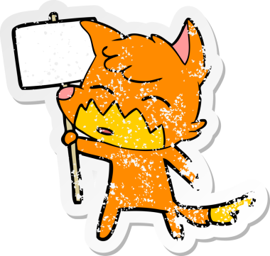 Bir insan tarafından çizilmiş tilki çizgi filminin sıkıntılı çıkartması.