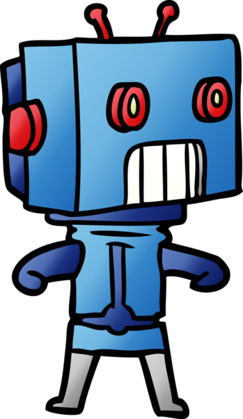 Bir insan tarafından çizilmiş çizgi film robotu