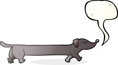 Bir insan tarafından çizilmiş serbest konuşma balonu karikatürü dachshund