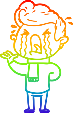 Bir insan tarafından çizilmiş ağlayan bir adamın çizdiği gökkuşağı gradyan çizgisi.