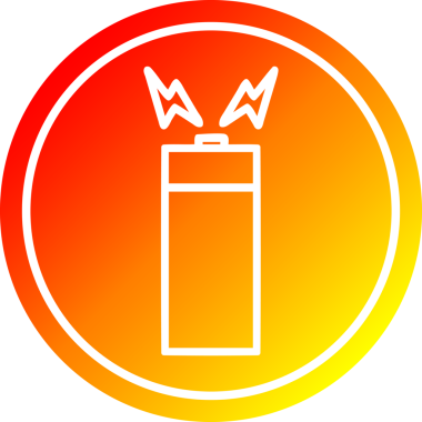 Bir insan tarafından çizilmiş sıcak gradyan bitişli akü dairesel simgesi