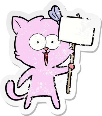 Bir insan tarafından çizilmiş karikatür bir kedinin sıkıntılı çıkartması.