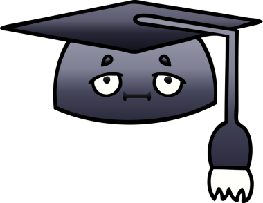 Bir insan tarafından çizilmiş mezuniyet şapkasının gölgeli çizgi filmi.