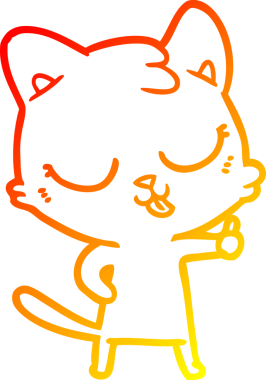 Bir insan tarafından çizilmiş mutlu çizgi film kedisinin sıcak çizgi çizgisi.