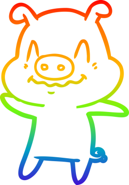 gökkuşağı gradyan çizimi bir insan tarafından çizilmiş sinir çizgi domuz