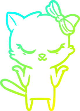 Bir insan tarafından çizilmiş bir çizgi film kedisinin soğuk gradyan çizimi