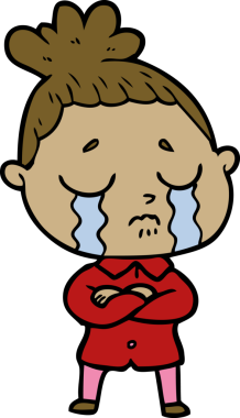 Bir insan tarafından çizilmiş ağlayan kadın çizgi filmi.