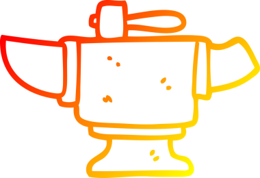 Bir insan tarafından çizilmiş ağır, eski bir örsün sıcak çizgi çizimi