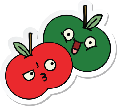 Bir insan tarafından çizilmiş şirin bir çizgi film elmasının çıkartması.