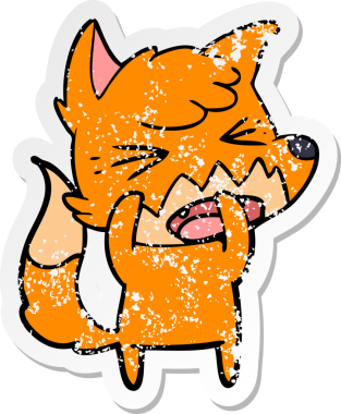 Bir insan tarafından çizilmiş kızgın bir tilkinin sıkıntılı çıkartması.