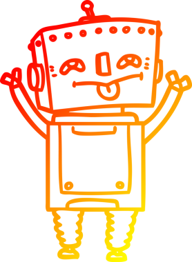 Bir insan tarafından çizilen çizgi film robotunun sıcak çizgi çizimi