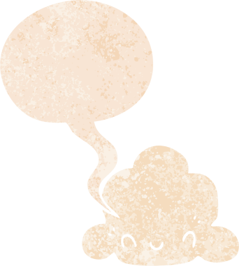 grunge 'da konuşma baloncuğu olan karikatür bulutu bir insan tarafından çizilmiş rahatsız edilmiş retro dokuma tarzı