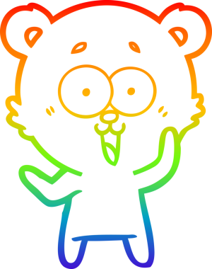 Bir insan tarafından çizilmiş gülen oyuncak ayının çizdiği gökkuşağı gradyan çizgisi.