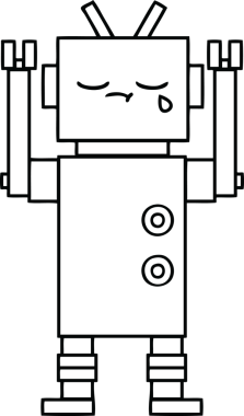 Bir insan tarafından çizilmiş ağlayan bir robot çizimi