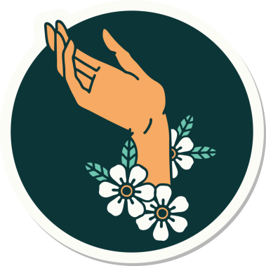 Bir insan tarafından çizilmiş geleneksel bir el dövmesi çıkartması.