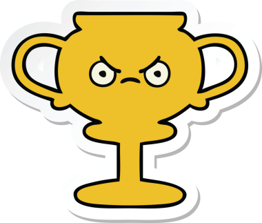 Bir insan tarafından çizilmiş şirin bir karikatür kupasının çıkartması.