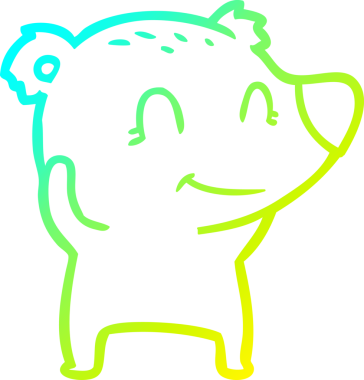 Bir insan tarafından çizilmiş gülen kutup ayısı çizgi filmi.