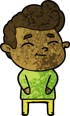 Bir insan tarafından çizilmiş mutlu çizgi film adamı.