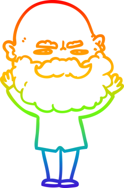 Gökkuşağı gradyan çizgi çizimi sakallı bir adamın bir insan tarafından çizilmiş