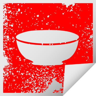 Sıkıntılı kare soyma etiketi bir insan tarafından çizilmiş tuhaf sembol kasesi.