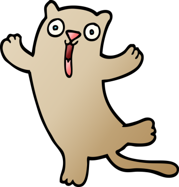 vektör gradyan çizim çizgi filmi mutlu kedi bir insan tarafından çizildi