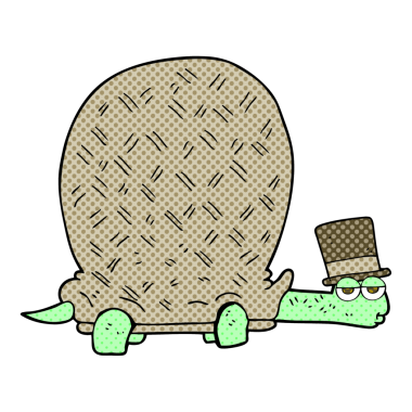 Bir insan tarafından çizilmiş serbest karikatür kaplumbağası.