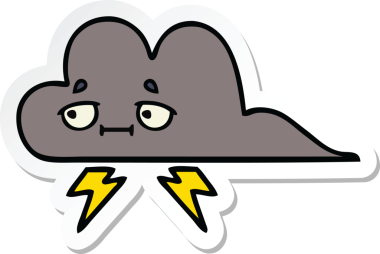 Bir insan tarafından çizilmiş şirin bir fırtına bulutunun çıkartması.