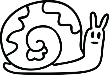 Bir insan tarafından çizilmiş tuhaf çizgi film salyangozu.